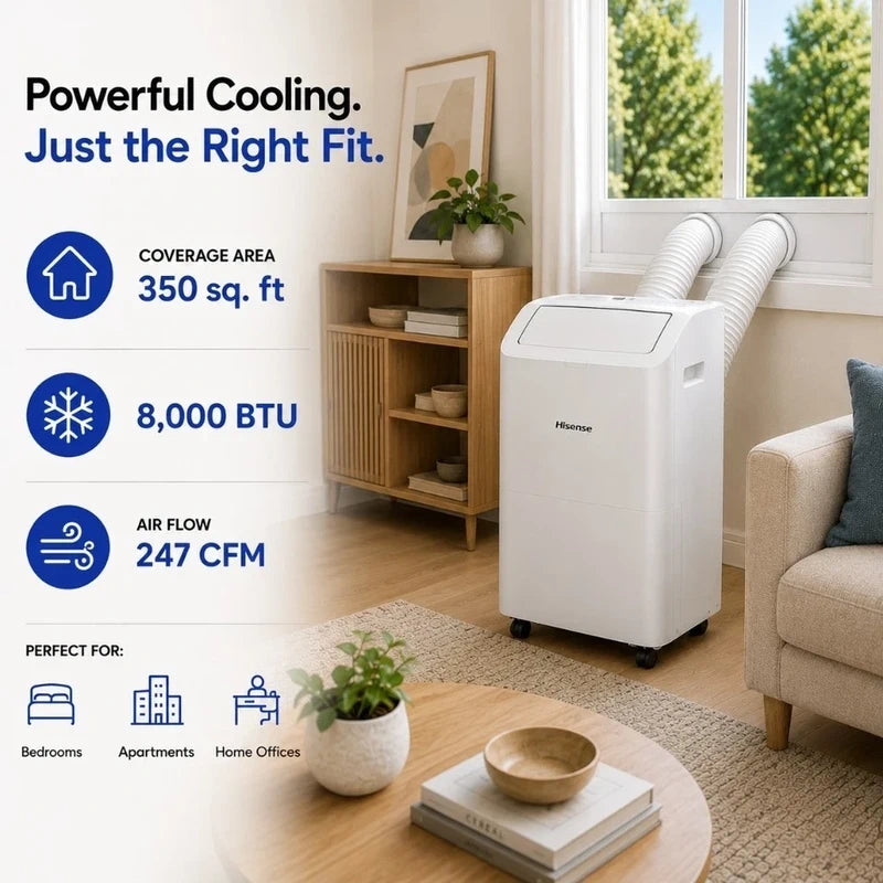 Hisense 8,000 btu doe smart portable air conditioner dual hose w/ inverter Variety shop