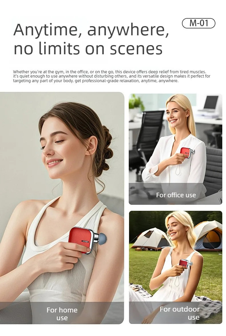 Mini Pocket Fascia Gun with 4 Silicone Massage Heads Lightweight Portable Perfect for Office Home Use Low-noise Muscle Massager Variety shop