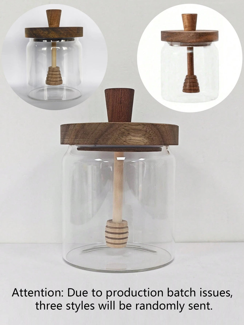 Glass Honey Jar Honey Pot Airtight Advanced Glass Sealed Tank Mixing Rod with Wooden Cover variety store