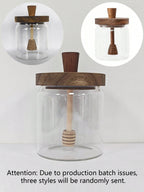 Glass Honey Jar Honey Pot Airtight Advanced Glass Sealed Tank Mixing Rod with Wooden Cover variety store