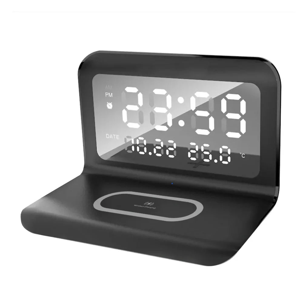Wireless Charger Pad Stand with Alarm Clock Thermometer variety store