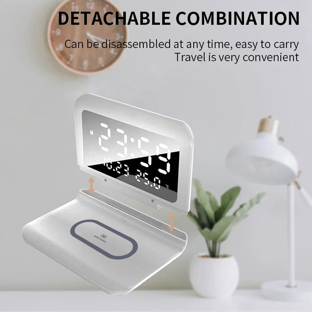 Wireless Charger Pad Stand with Alarm Clock Thermometer variety store