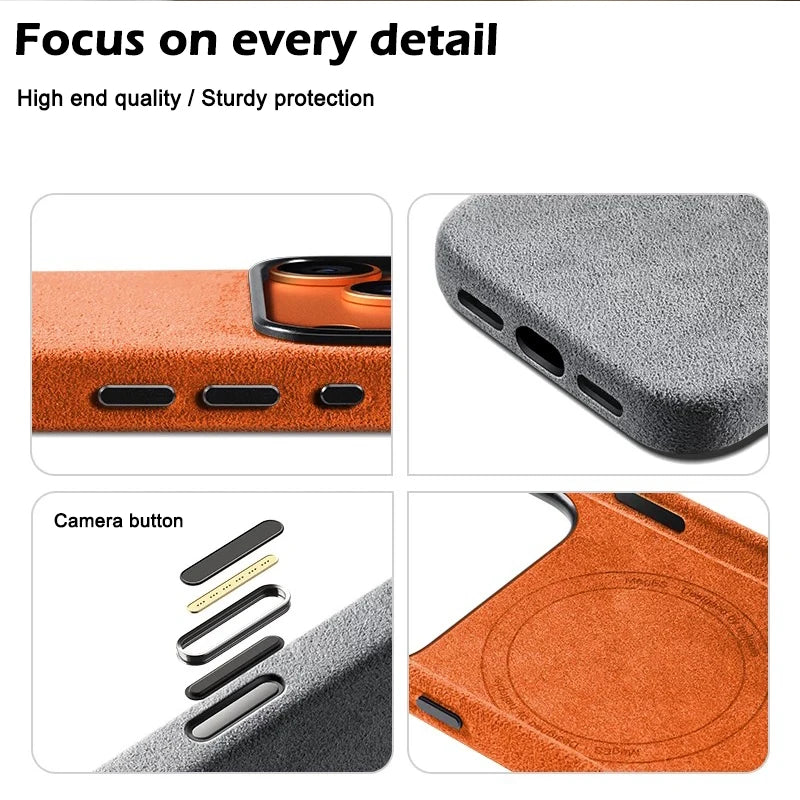 Italian Alcantara Magnetic Case for iPhone MagSafe Case Smart Button Protective Cover variety store