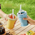 Portable Foldable Ice Ball Cup with Straw Food Grade Silicone Ice Mold variety store