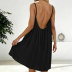 Casual Backless Cami Dress for Women Summer Sleeveless Beach Sundress Spaghetti Strap Loose Flowy Dress with Back Tie Variety shop
