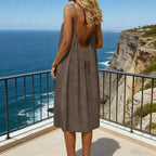 Casual Backless Cami Dress for Women Summer Sleeveless Beach Sundress Spaghetti Strap Loose Flowy Dress with Back Tie Variety shop