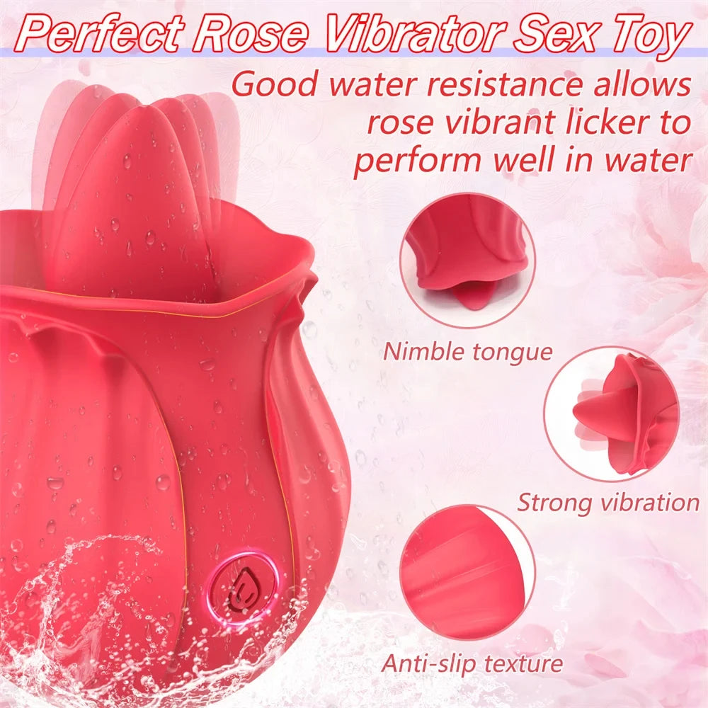 Rose Toy Tongue Licking Vibrator for Women Oral Clit Stimulator Female G Spot Vibrating Masturbation Massager Sex Toys for Adult Variety shop
