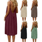 Casual Backless Cami Dress for Women Summer Sleeveless Beach Sundress Spaghetti Strap Loose Flowy Dress with Back Tie Variety shop