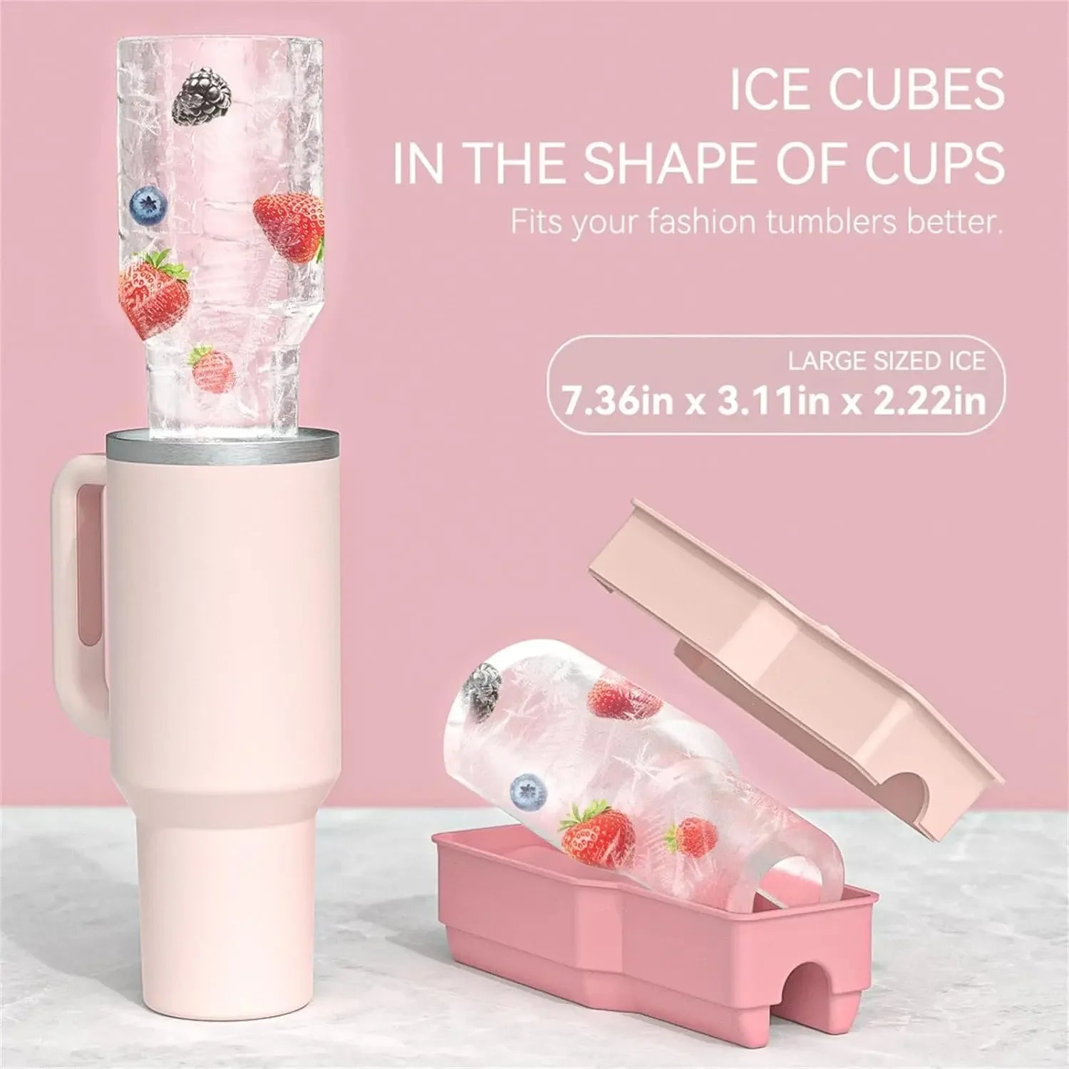 Ice Cube Tray Mold 40 oz for Tumbler Stanley Cup Silicone Cylinder Ice Cube Maker Mold Fits variety store