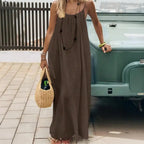 Backless Women's Cami Dress Summer Spaghetti Strap Sleeveless Boho Beach Maxi Dress Back Tie Vacation Long Sundress Women Dress Variety shop