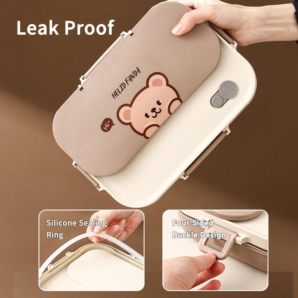 4 Grids 304 Stainless Steel Lunch Box With Cutlery&Bowl Portable Food Contianer variety store