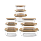 Glass Fresh-Keeping Box Heat-Resistant Bamboo Lid Microwave Oven Lunch Box Leakproof variety store