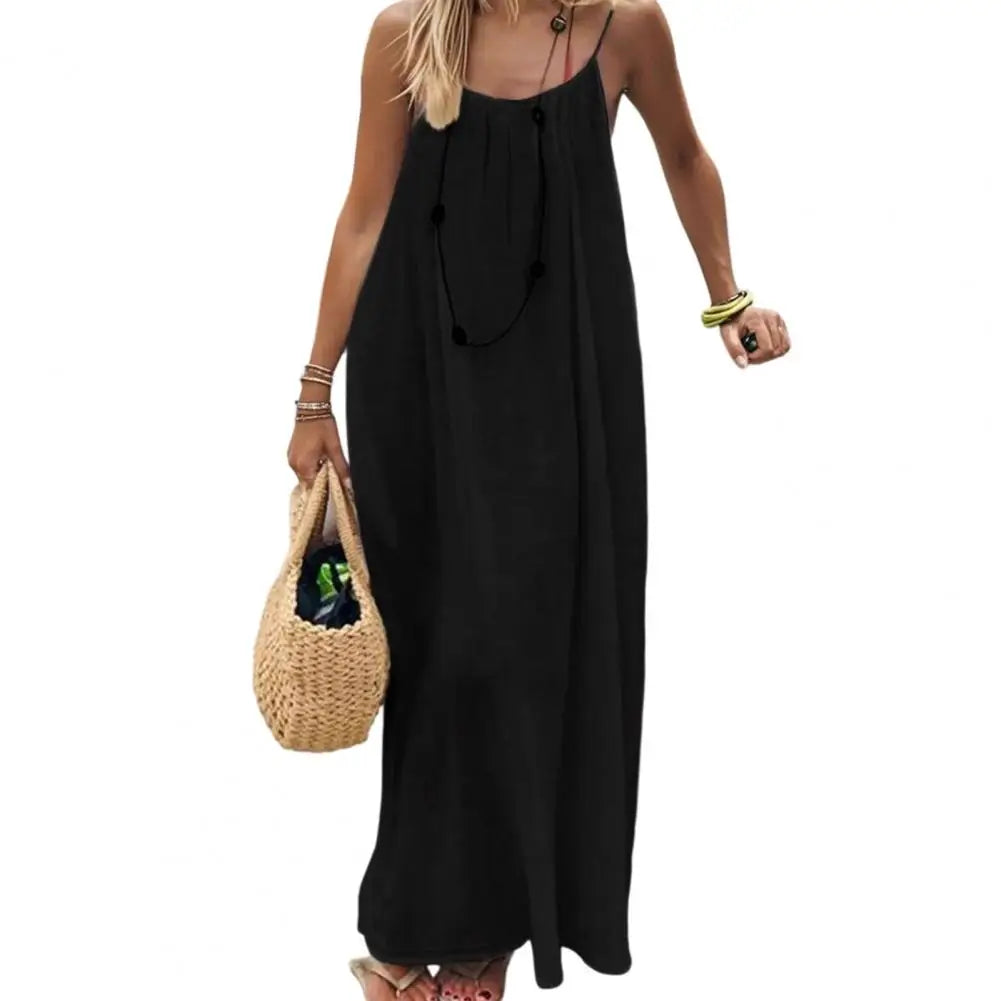 Backless Women's Cami Dress Summer Spaghetti Strap Sleeveless Boho Beach Maxi Dress Back Tie Vacation Long Sundress Women Dress Variety shop