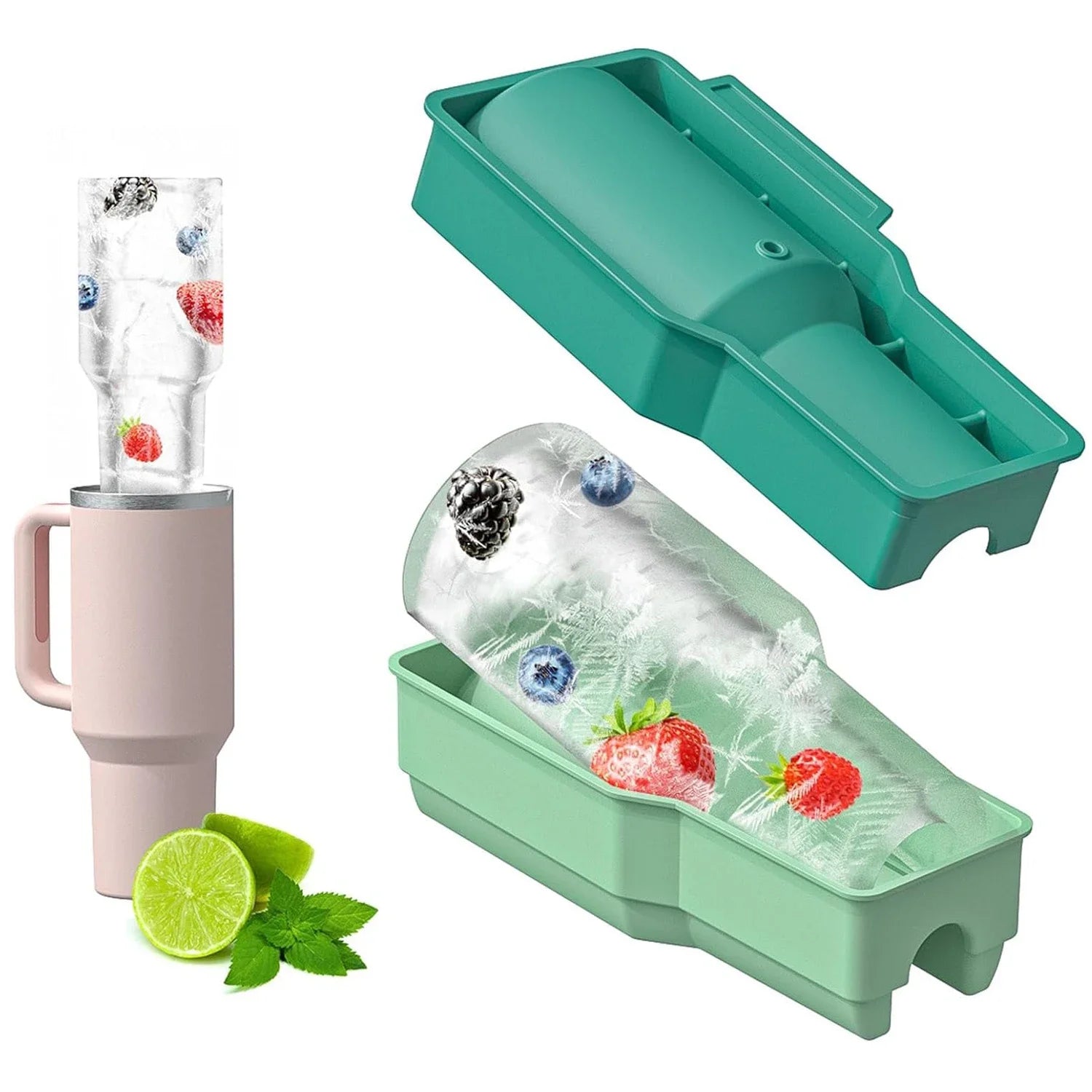 Ice Cube Tray Mold 40 oz for Tumbler Stanley Cup Silicone Cylinder Ice Cube Maker Mold Fits variety store