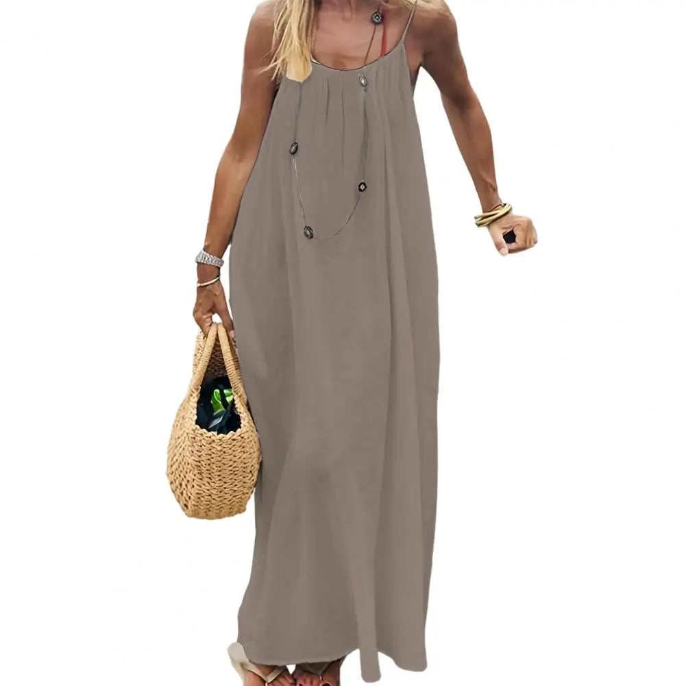Backless Women's Cami Dress Summer Spaghetti Strap Sleeveless Boho Beach Maxi Dress Back Tie Vacation Long Sundress Women Dress Variety shop