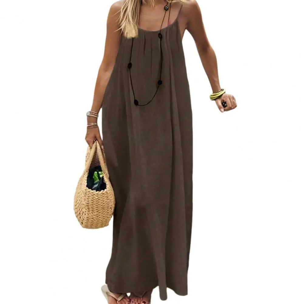 Backless Women's Cami Dress Summer Spaghetti Strap Sleeveless Boho Beach Maxi Dress Back Tie Vacation Long Sundress Women Dress Variety shop