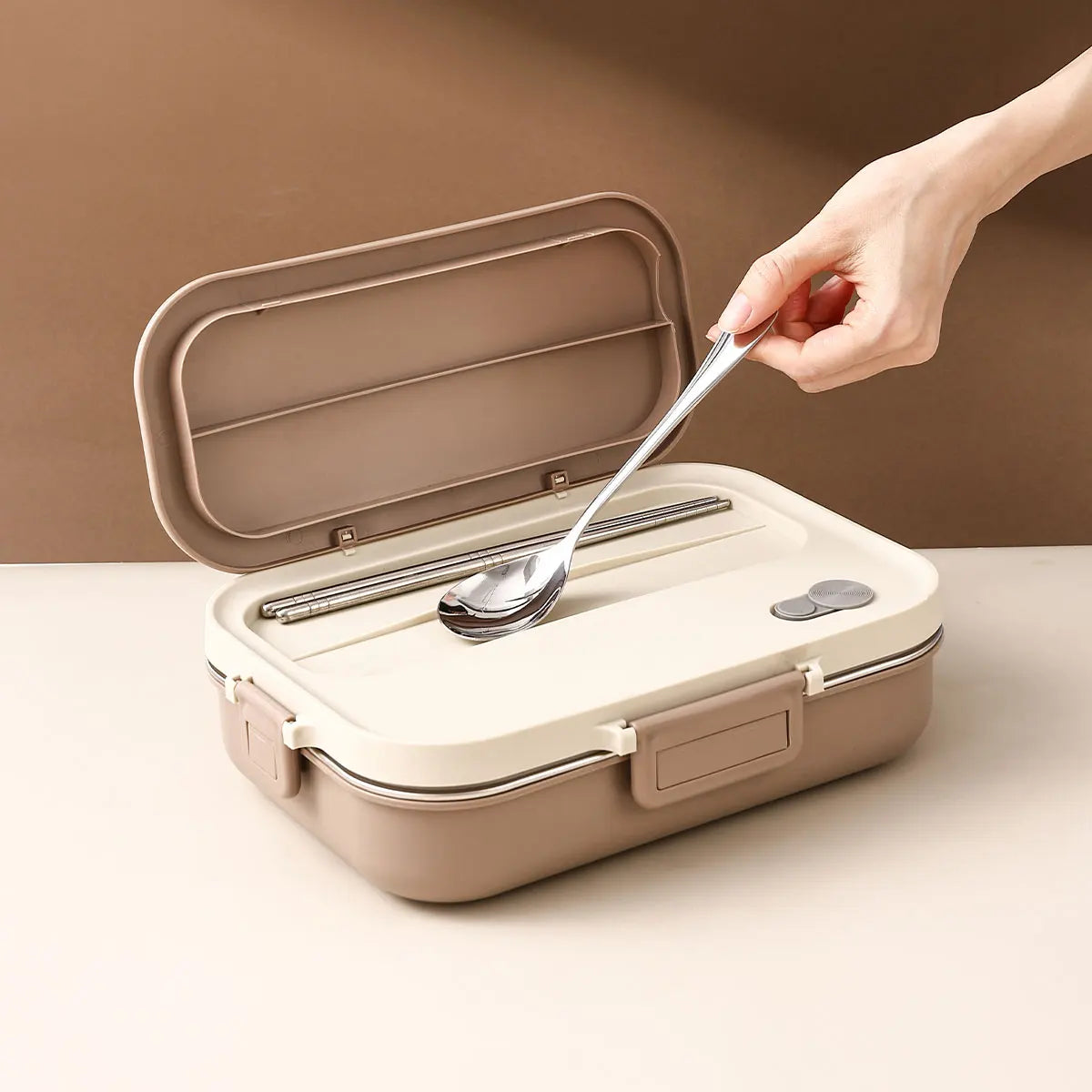 4 Grids 304 Stainless Steel Lunch Box With Cutlery&Bowl Portable Food Contianer variety store