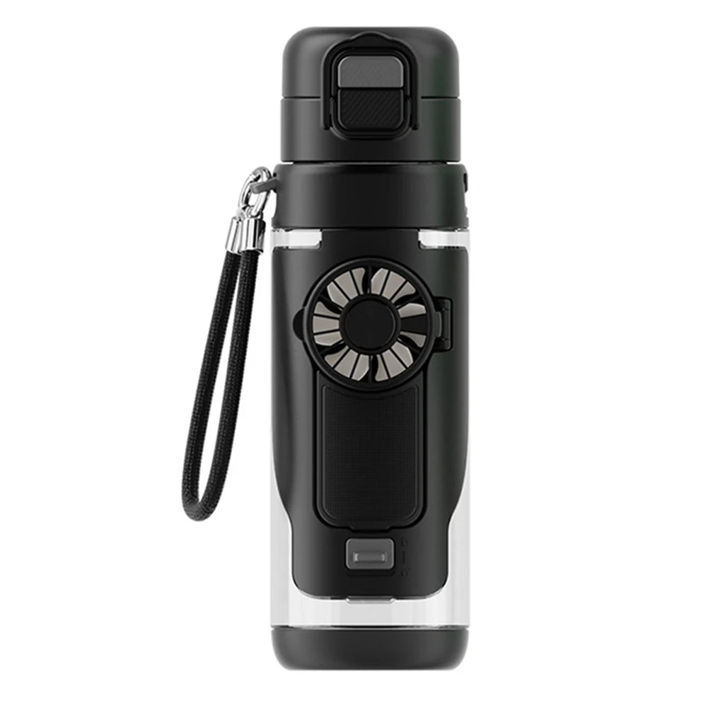 Fan Water Bottle 690ml For School Students Portable Cooling Fan Sports Bottle Rechargeable variety store