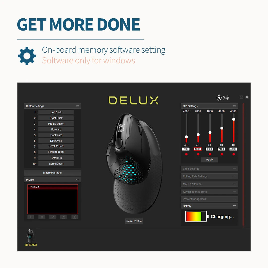 Seeker Ergonomic Vertical Mouse with OLED Screen 4000DPI Rechargeable 1000mA variety store