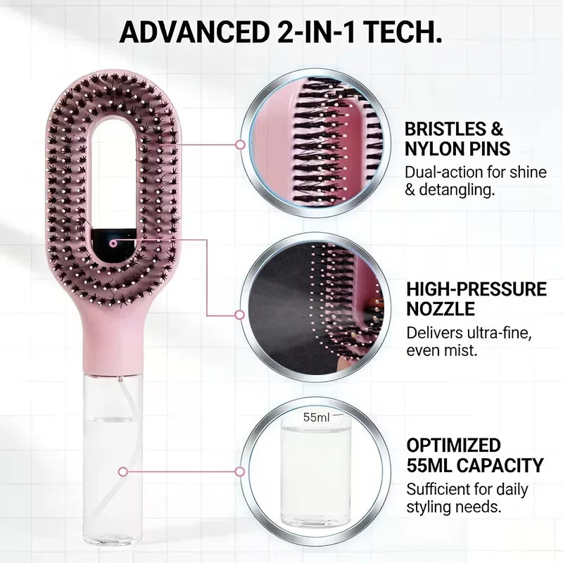 2in1 Sprayer Comb Detangling Scalp Massage Hairbrush with Spray Bottle Essential Oil Water Mist Spray Brush Anti-static Autumn Variety shop