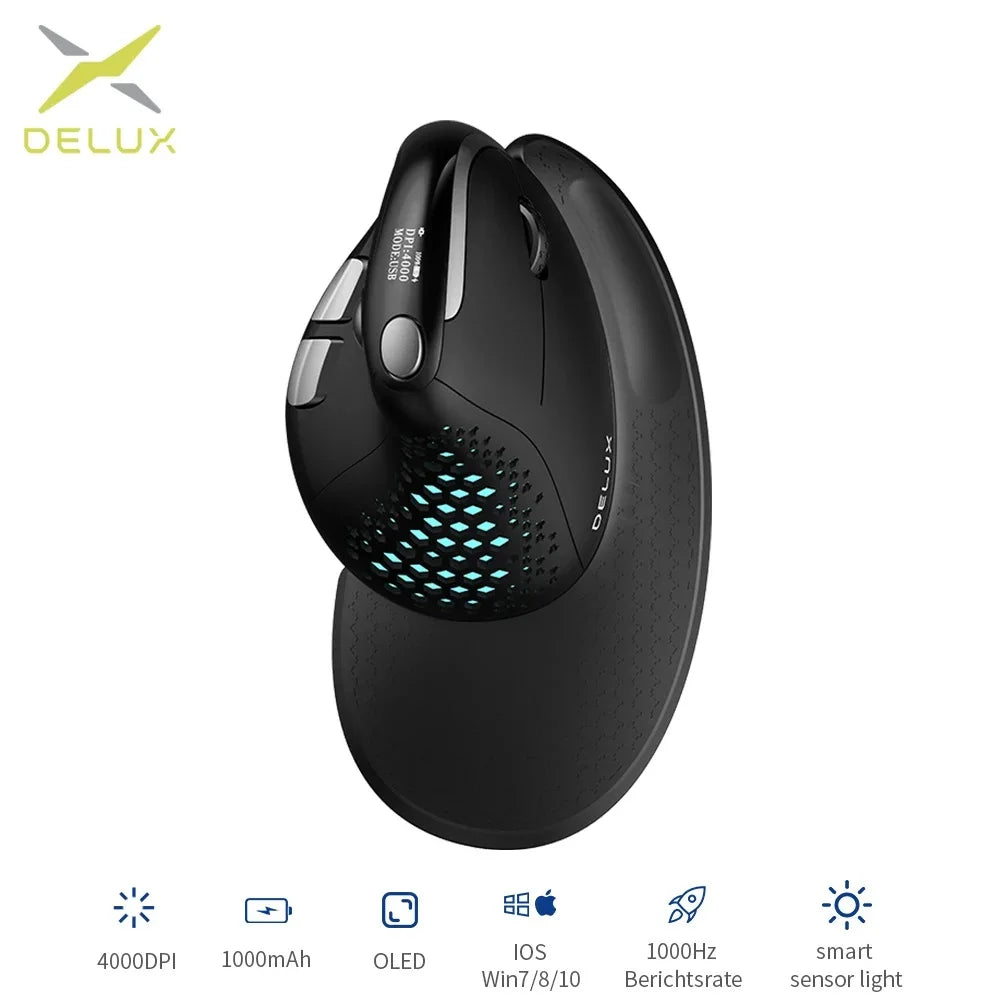 Seeker Ergonomic Vertical Mouse with OLED Screen 4000DPI Rechargeable 1000mA variety store