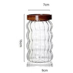 Kitchen High Borosilicate Glass Sealed jar Canister Glass Container Wood Lid variety store