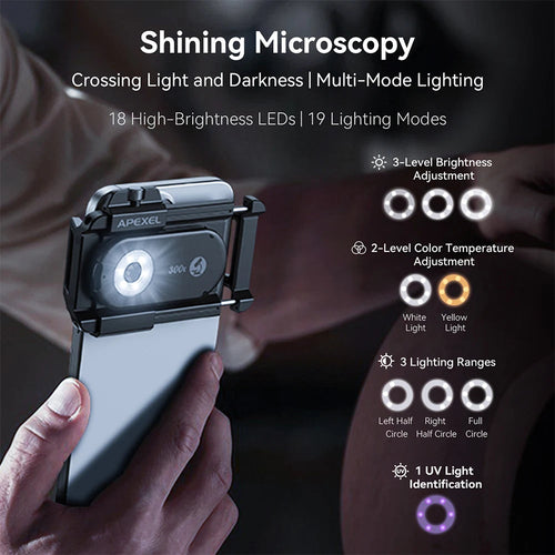 APEXEL Nano Zoom 300X Microscope Lens Mobile Phone Camera Lens variety store