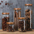 1pcs Wood Lid Orgnizer Glass Airtight Canister Kitchen Storage Bottles Jar variety store