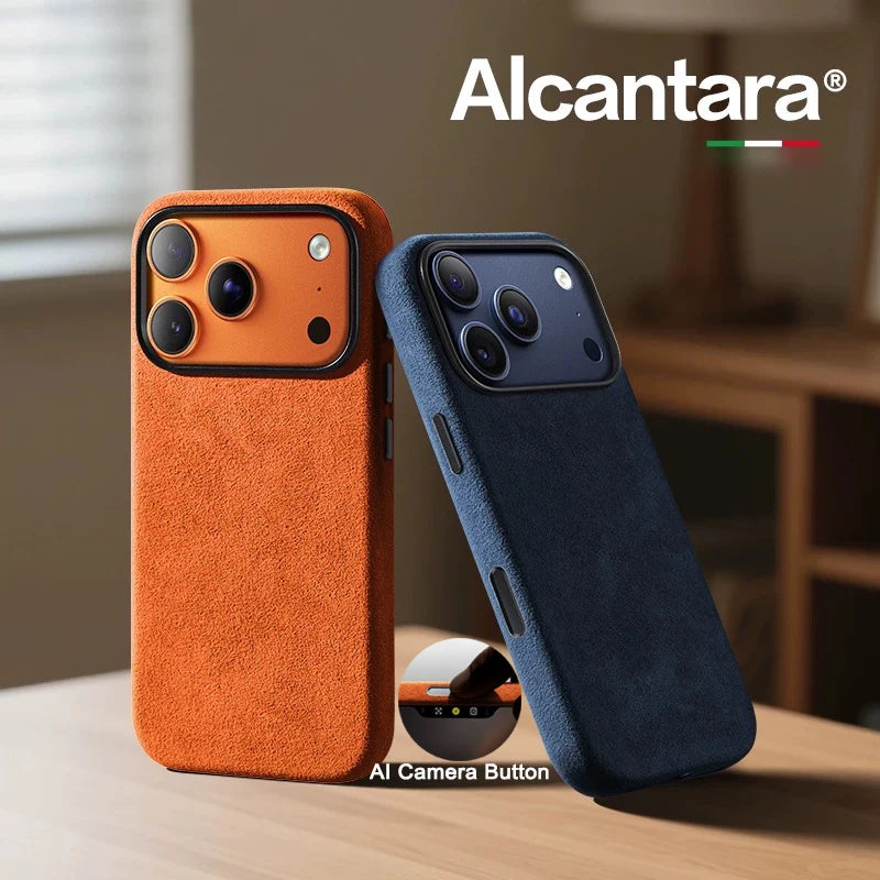 Italian Alcantara Magnetic Case for iPhone MagSafe Case Smart Button Protective Cover variety store