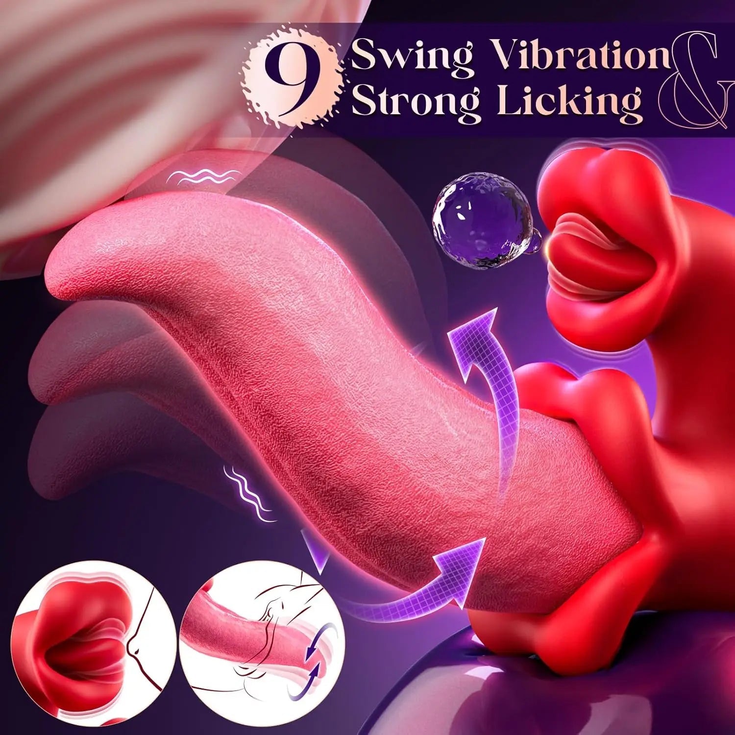 Rabbit Vibrator for Women: 9-Mode G Spot Dildo with Tongue Action and Thrusting Variety shop