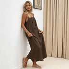 Backless Women's Cami Dress Summer Spaghetti Strap Sleeveless Boho Beach Maxi Dress Back Tie Vacation Long Sundress Women Dress Variety shop