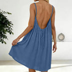 Casual Backless Cami Dress for Women Summer Sleeveless Beach Sundress Spaghetti Strap Loose Flowy Dress with Back Tie Variety shop