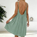 Casual Backless Cami Dress for Women Summer Sleeveless Beach Sundress Spaghetti Strap Loose Flowy Dress with Back Tie Variety shop