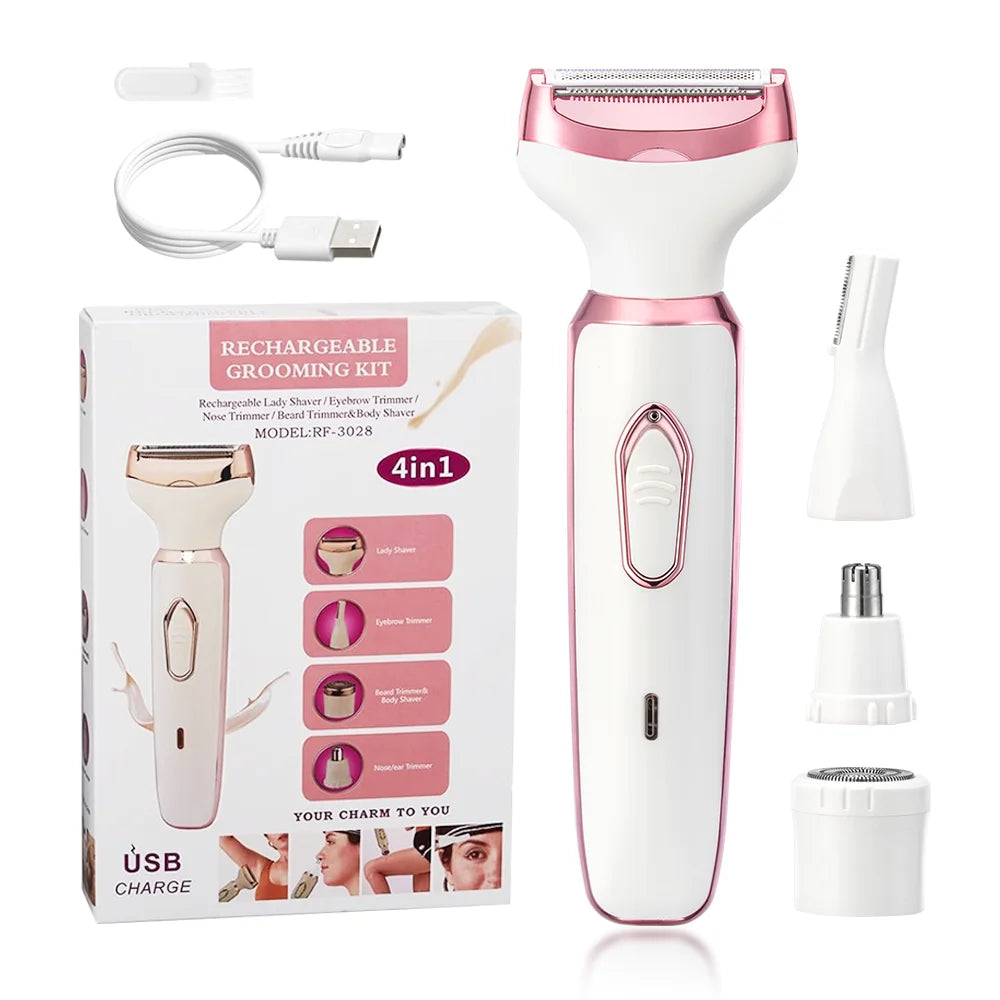 4 In 1 Electric Lady Shaver, Body Hair Removal Epilator, Painless Cordless Trimmer Razor variety store