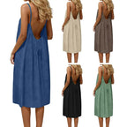Casual Backless Cami Dress for Women Summer Sleeveless Beach Sundress Spaghetti Strap Loose Flowy Dress with Back Tie Variety shop
