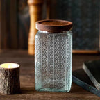 Retro Embossed Begonia Pattern Glass Jar Sealed Jar Storage Bottle variety store