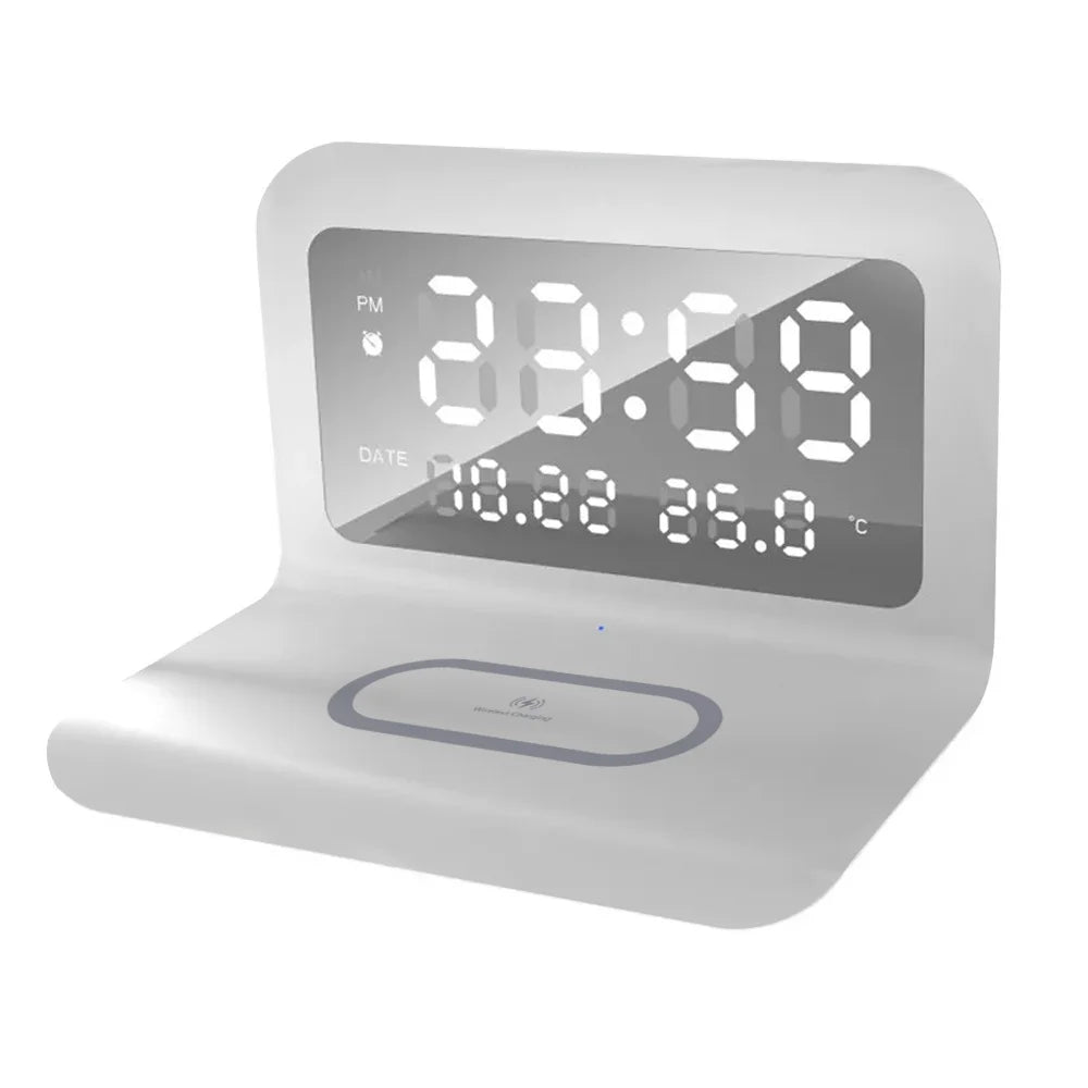 Wireless Charger Pad Stand with Alarm Clock Thermometer variety store