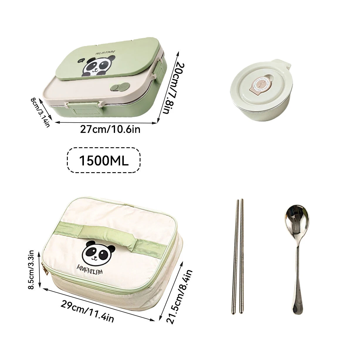 4 Grids 304 Stainless Steel Lunch Box With Cutlery&Bowl Portable Food Contianer variety store