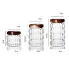 Kitchen High Borosilicate Glass Sealed jar Canister Glass Container Wood Lid variety store