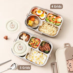 4 Grids 304 Stainless Steel Lunch Box With Cutlery&Bowl Portable Food Contianer variety store