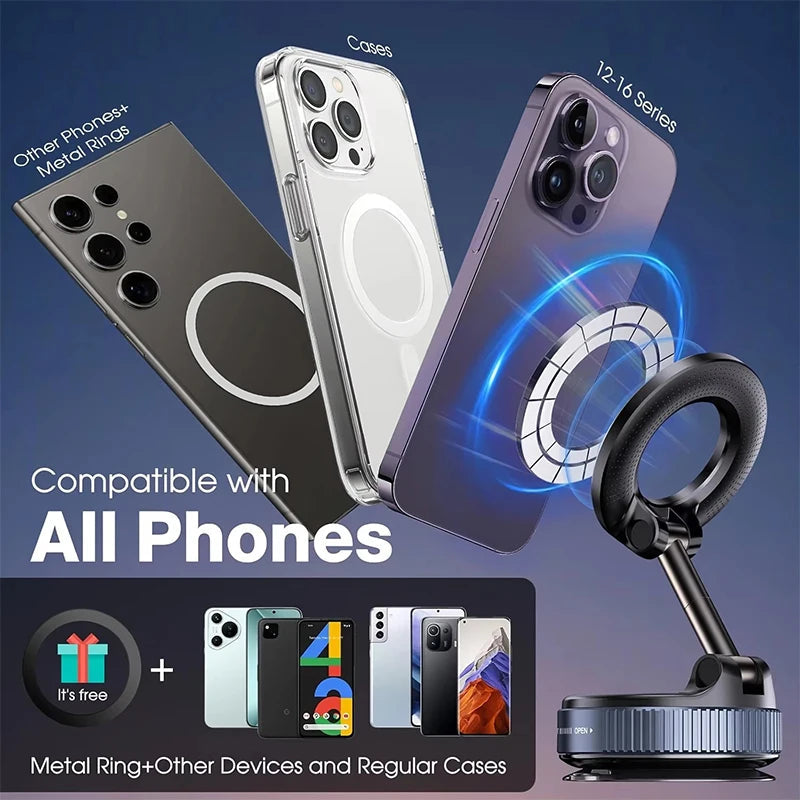 Magnetic Car Phone Holder 360 Degree Rotation Vacuum Adsorption Strong Suction Holder variety store