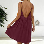 Casual Backless Cami Dress for Women Summer Sleeveless Beach Sundress Spaghetti Strap Loose Flowy Dress with Back Tie Variety shop