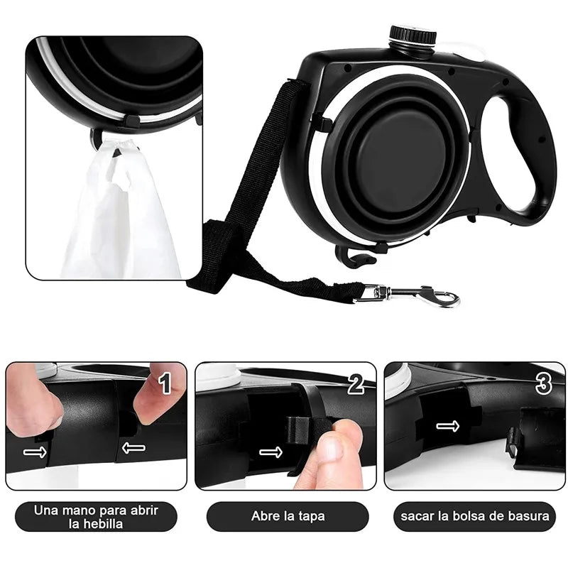 Multifunction Pet Dog Leash with Builtin Water Bottle Bowl Waste Bag Dispenser for Outdoor Walking variety store