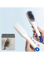1pc Self-cleaning Hair Comb Anti Static Retractable One-pull Massage Brush Rotating Lifting Hairbrush Safety Airbag Combs Barber Variety store