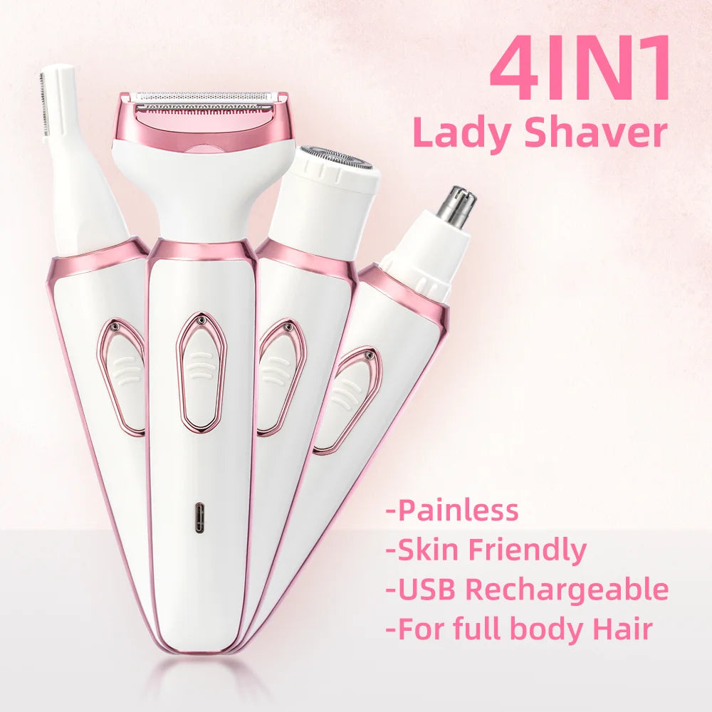 4 In 1 Electric Lady Shaver, Body Hair Removal Epilator, Painless Cordless Trimmer Razor variety store