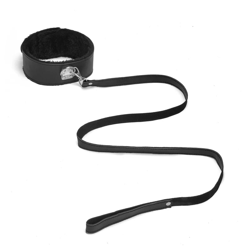 BDSM Collar Leather And Leash Plush Fetish Bondage Sex Necklace SM Toys Restraints Sex Toys For Adults Couples Games Variety shop