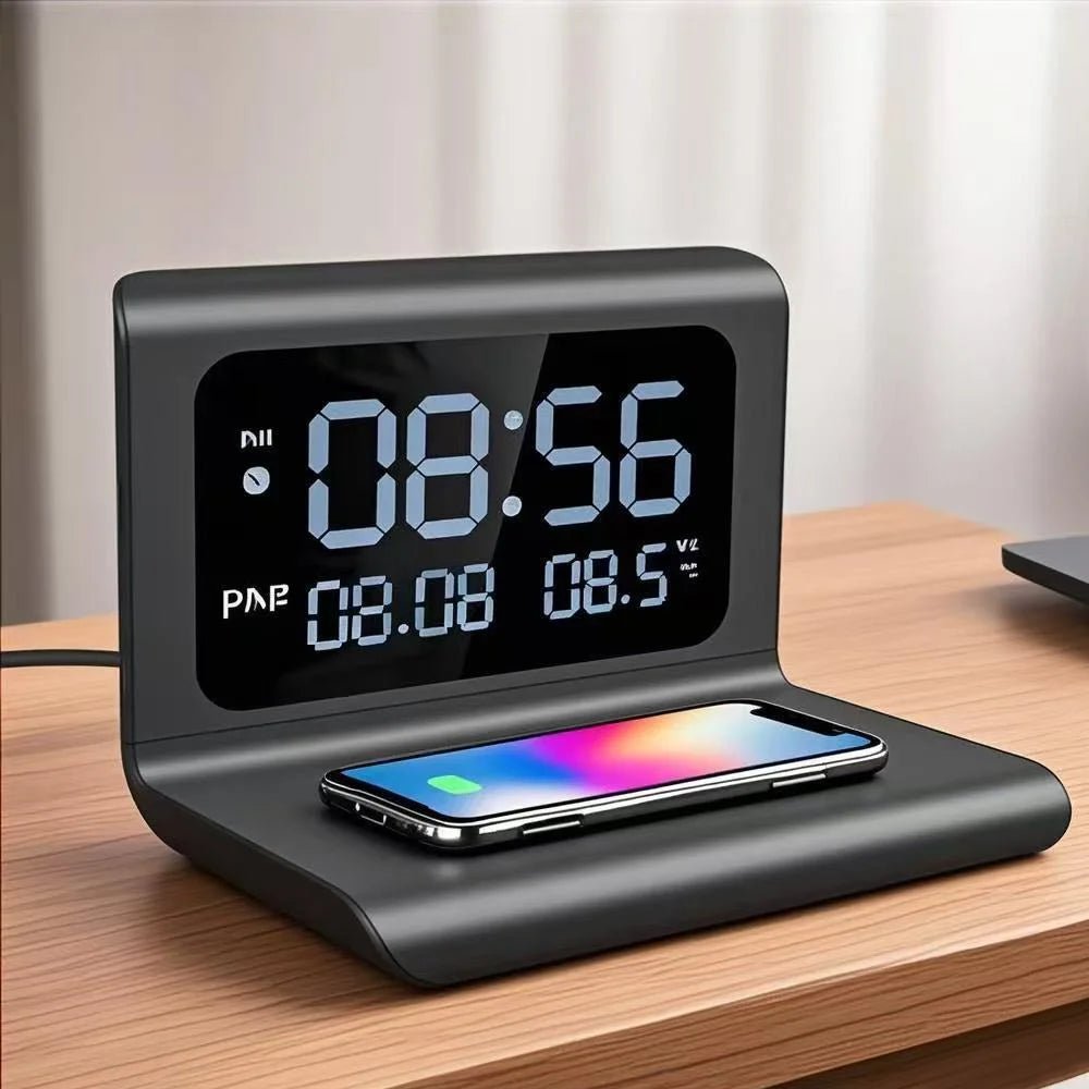 Wireless Charger Pad Stand with Alarm Clock Thermometer variety store