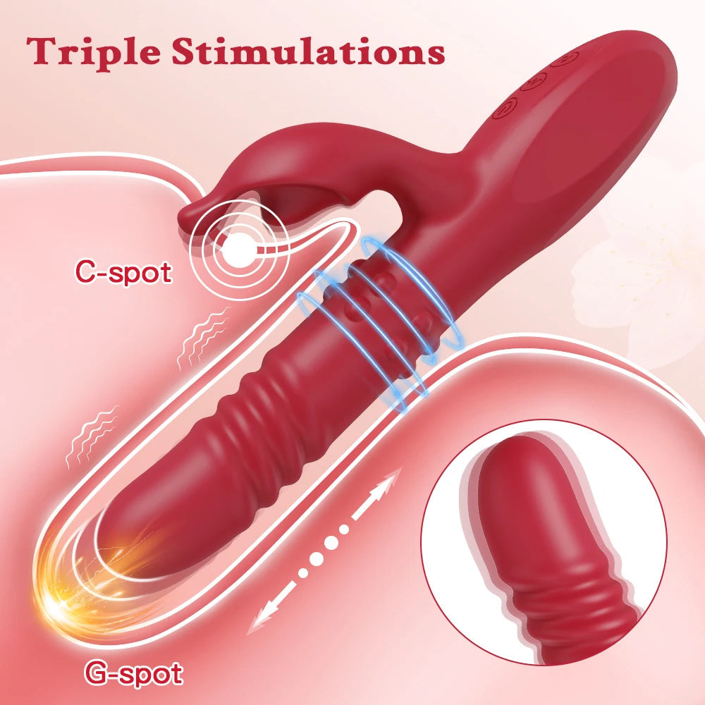 Rabbit Vibrator for Women Telescopic Dildo Powerful G-Spot Vibrating Rotating Beaded Clit Stimulator Female Masturbator Sex Toys Variety shop