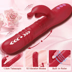 Rabbit Vibrator for Women Telescopic Dildo Powerful G-Spot Vibrating Rotating Beaded Clit Stimulator Female Masturbator Sex Toys Variety shop