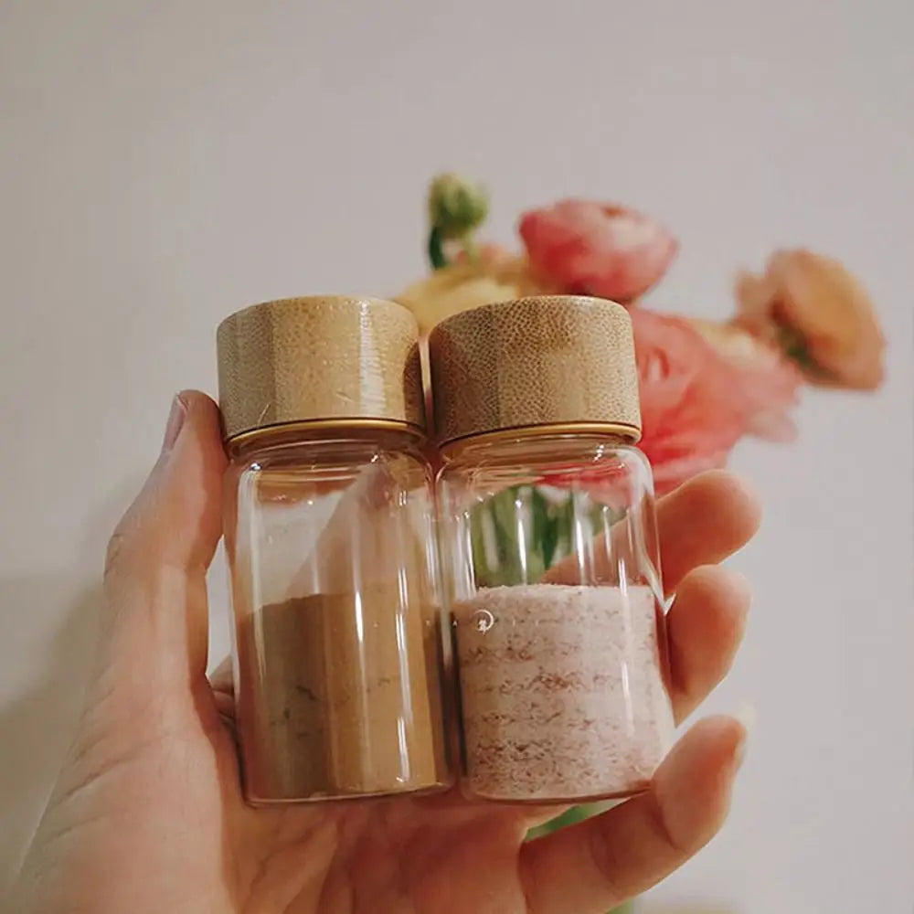 Transparent Storage Tank Glass Sealed Spice Jars Dispensing Bottles with Wood Lids Food Storage Sealing Jar Storage Tool variety store